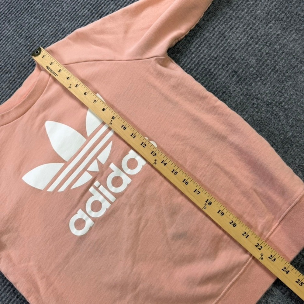 Adidas Originals Trefoil Sweatshirt Salmon Pink Crewneck Womens Medium‎ Raglan - Picture 8 of 10